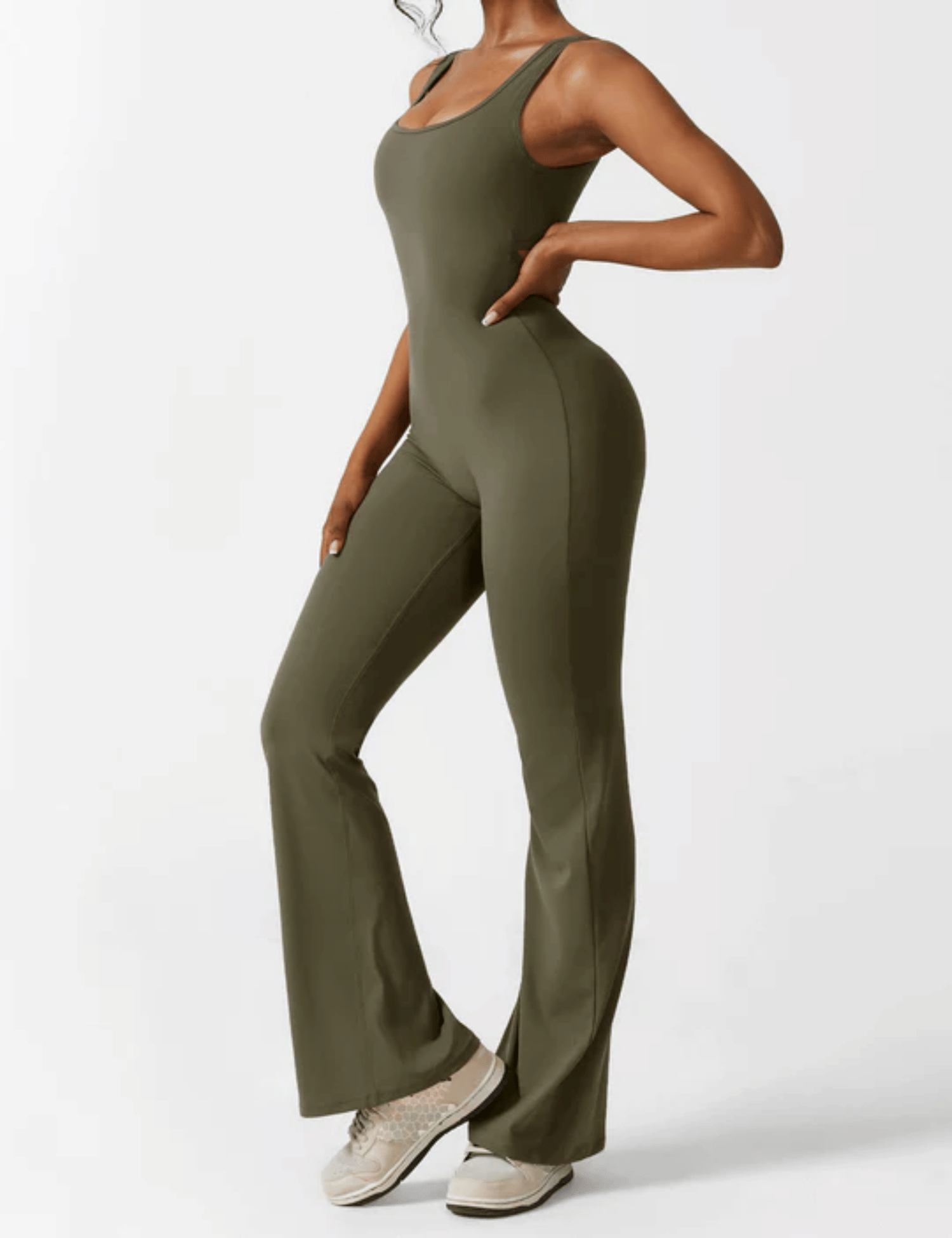 V-Scrunch Flare Jumpsuit