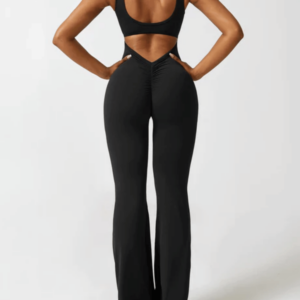 V-Scrunch Flare Jumpsuit