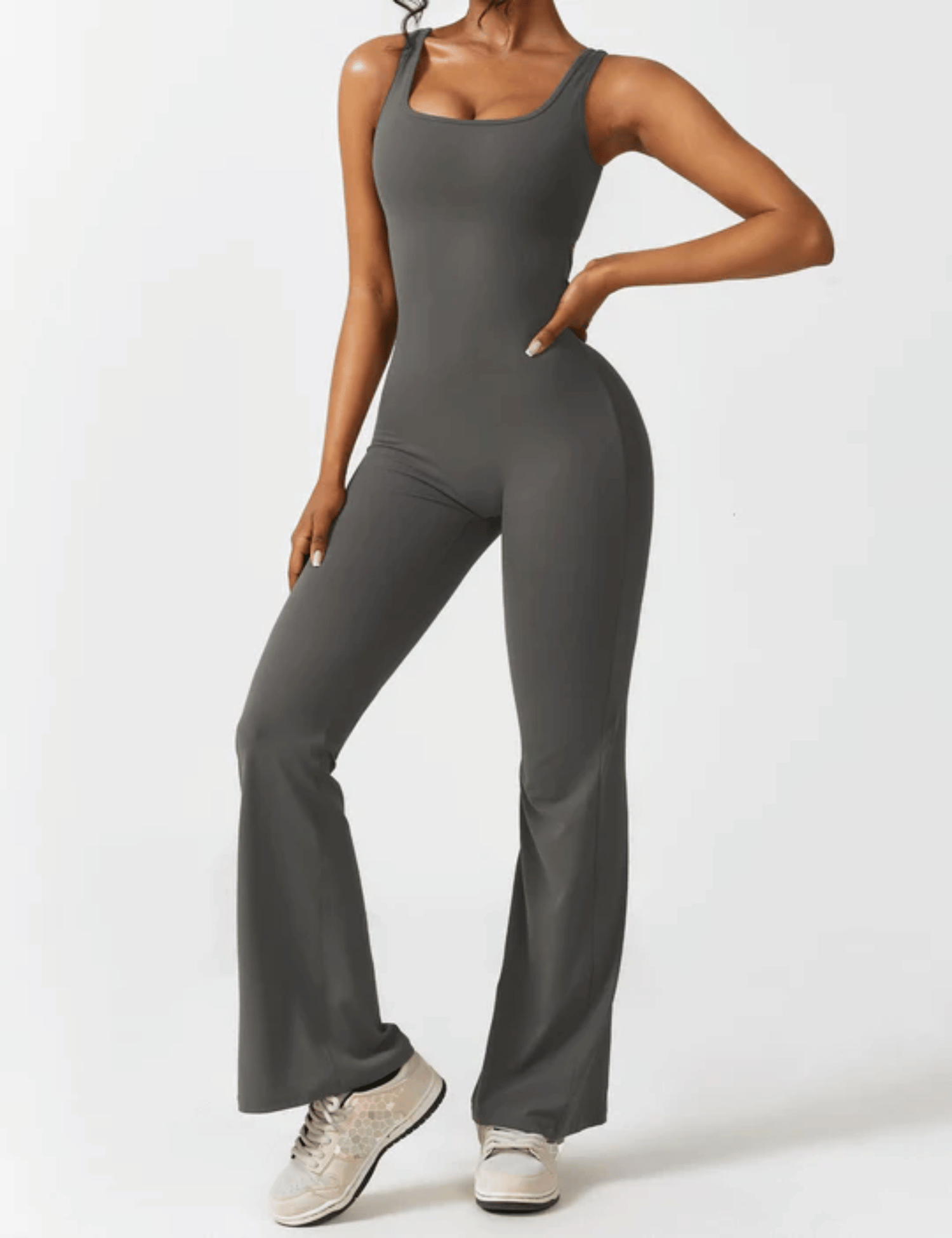 V-Scrunch Flare Jumpsuit