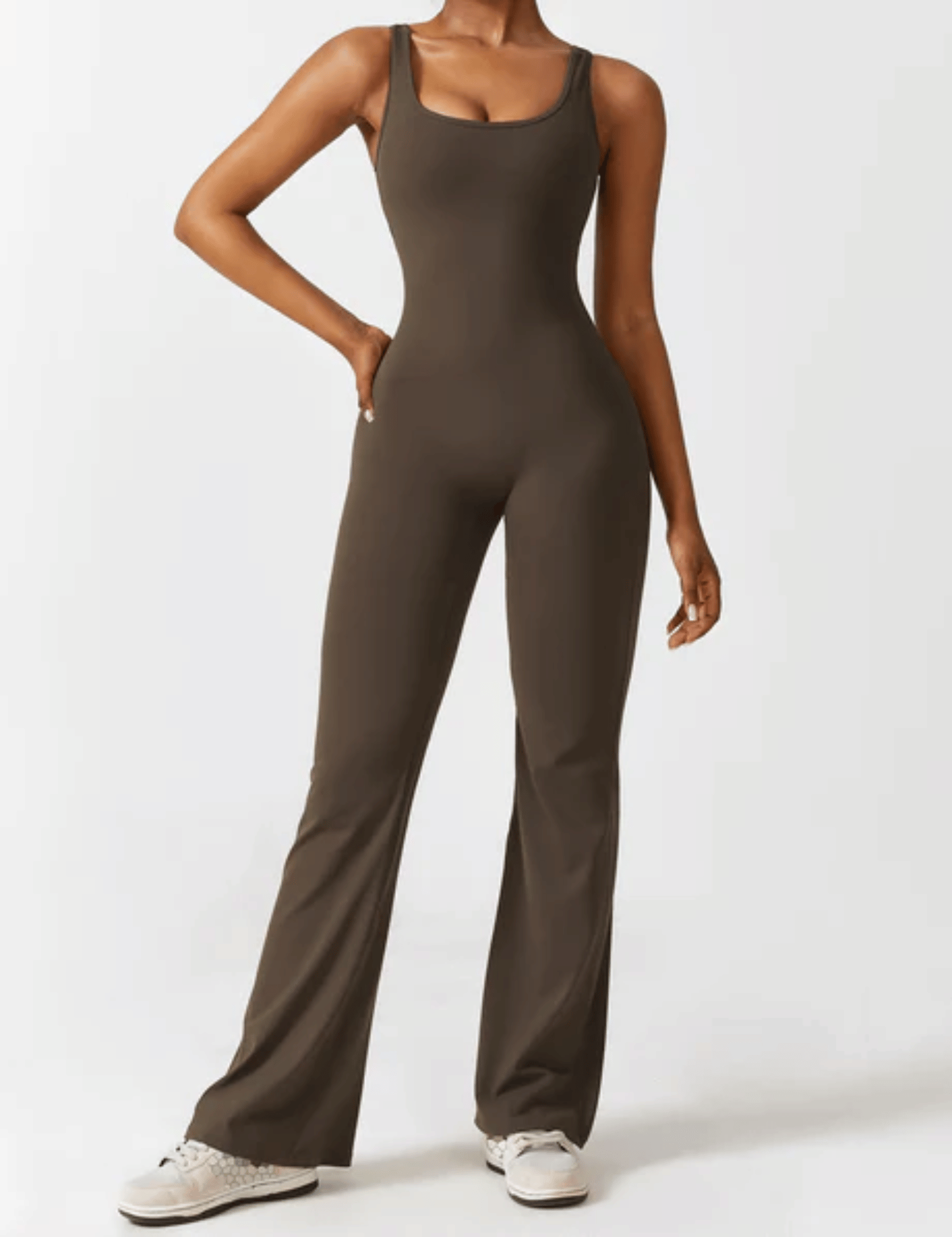 V-Scrunch Flare Jumpsuit