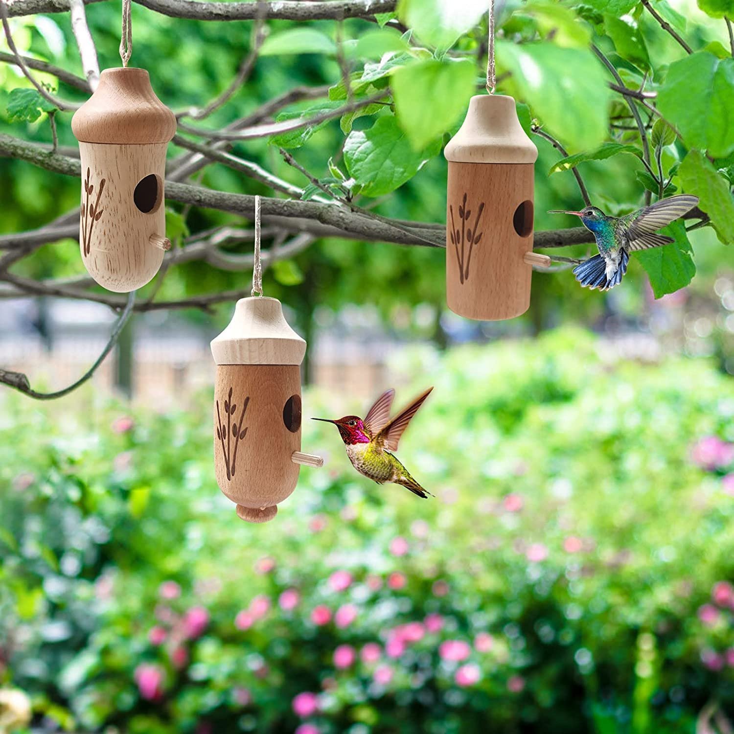 Mercifule - Wooden Hummingbird House - Gift for Nature Lovers