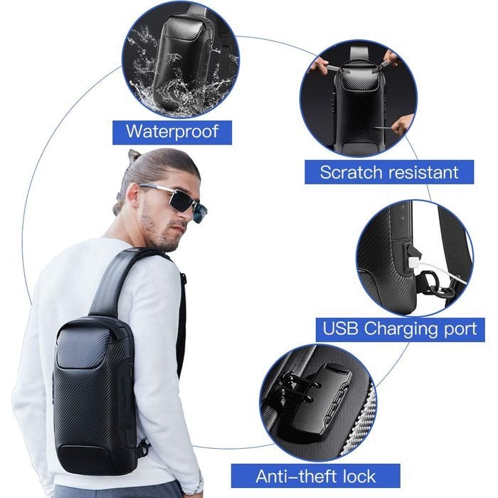 2024 New Year Hot Sale - New Carbon Fiber Streamline Anti-Theft Sling Bag