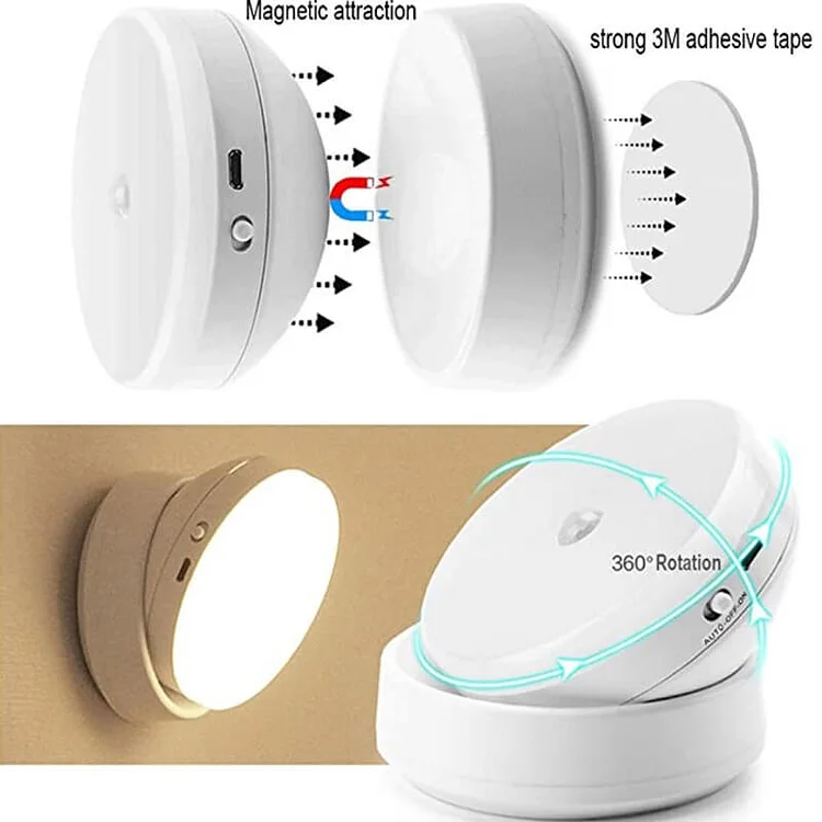 360 Rotating Intelligent Sensor Rechargeable Night Light