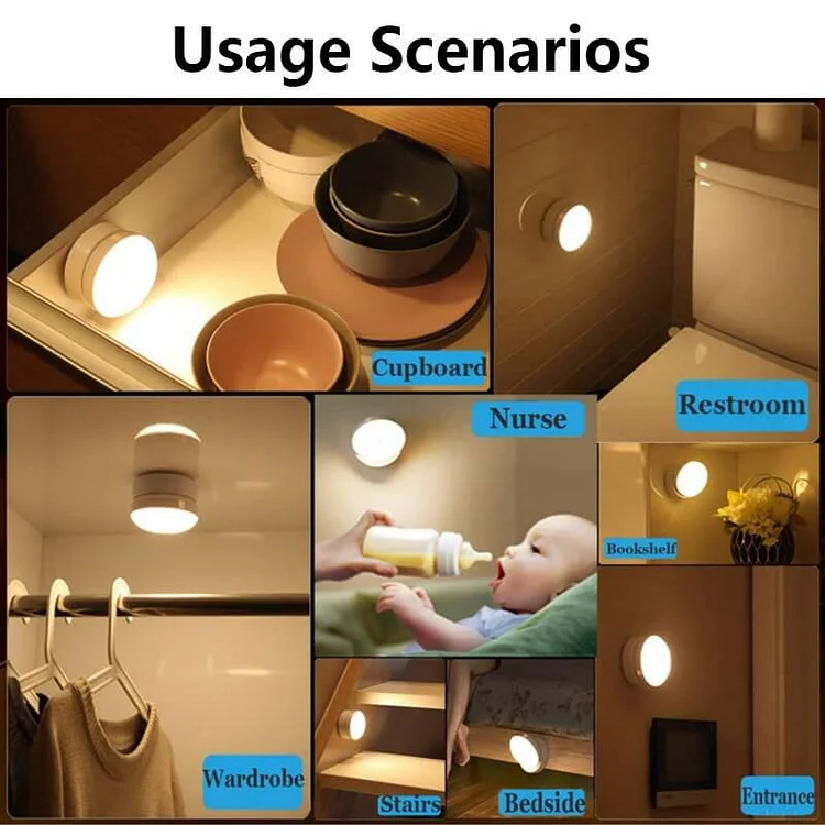 360 Rotating Intelligent Sensor Rechargeable Night Light