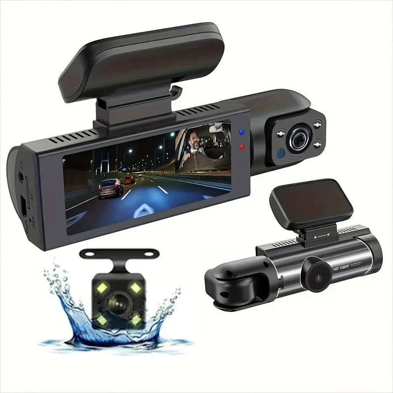 4K+1080p Triple Lens, 170Â° Wide Angle Coverage, Built-in GPS, G Sensor, Seurico Car Camera with IR Night Vision