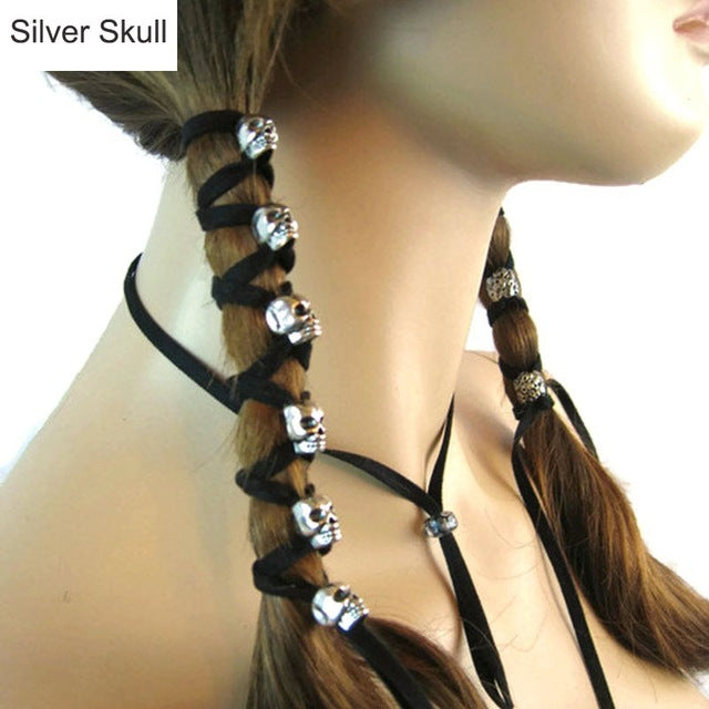 Bikerz Skull Leather Ponytail Holder