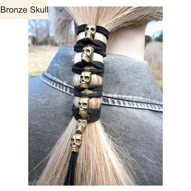 Bikerz Skull Leather Ponytail Holder