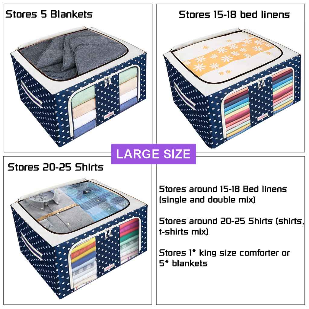 BlushBees Collapsible Oxford Fabric Storage Boxes for Clothes/Quilts/Linen with Metal Supports