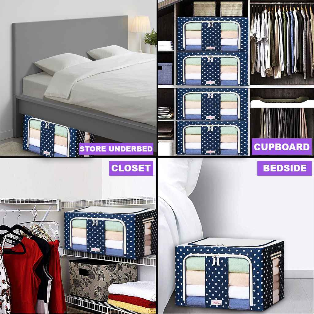 BlushBees Collapsible Oxford Fabric Storage Boxes for Clothes/Quilts/Linen with Metal Supports