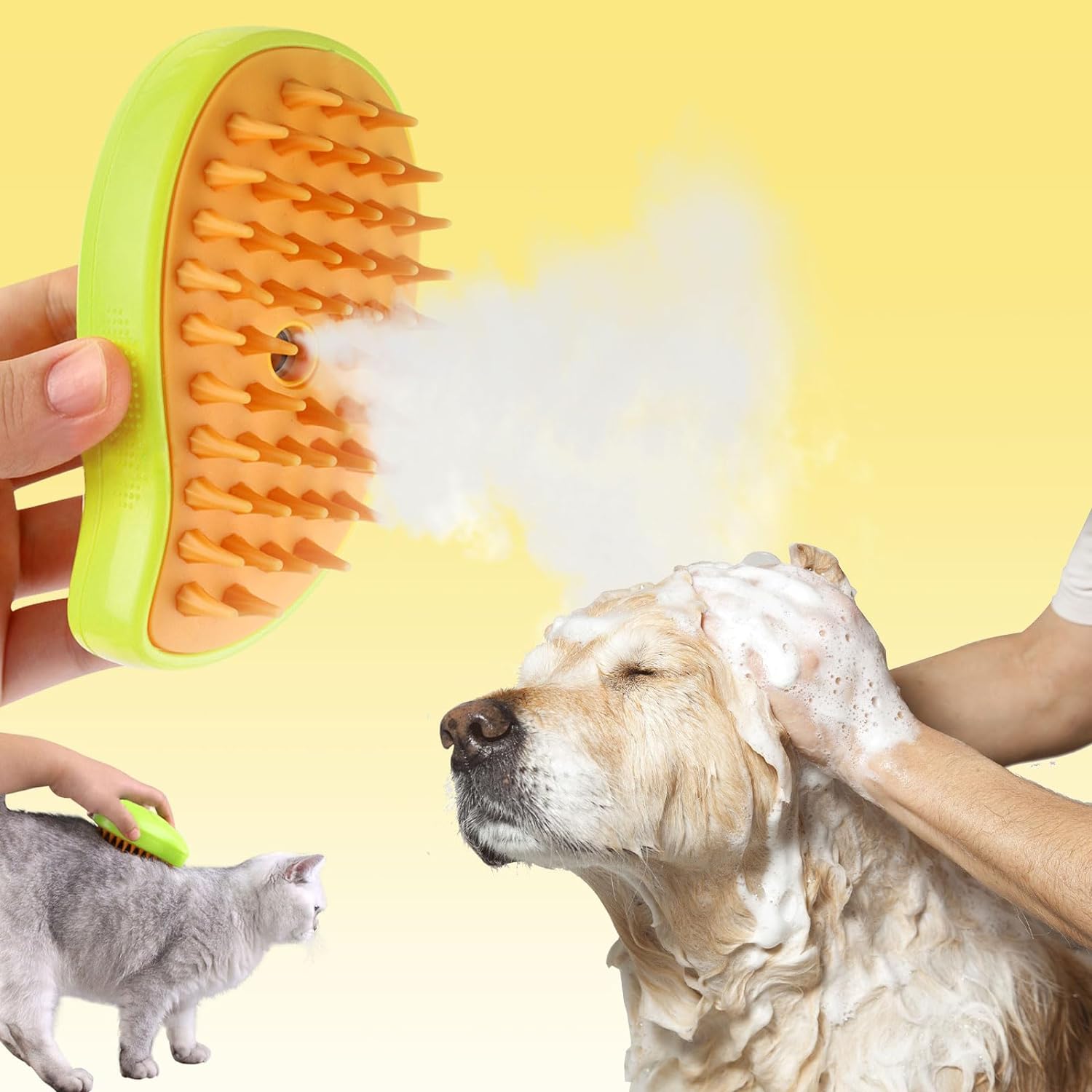 Cozyk Patented Exclusive Rechargeable Steam Pet Brush (95°F-113°F) for Pet Bathing