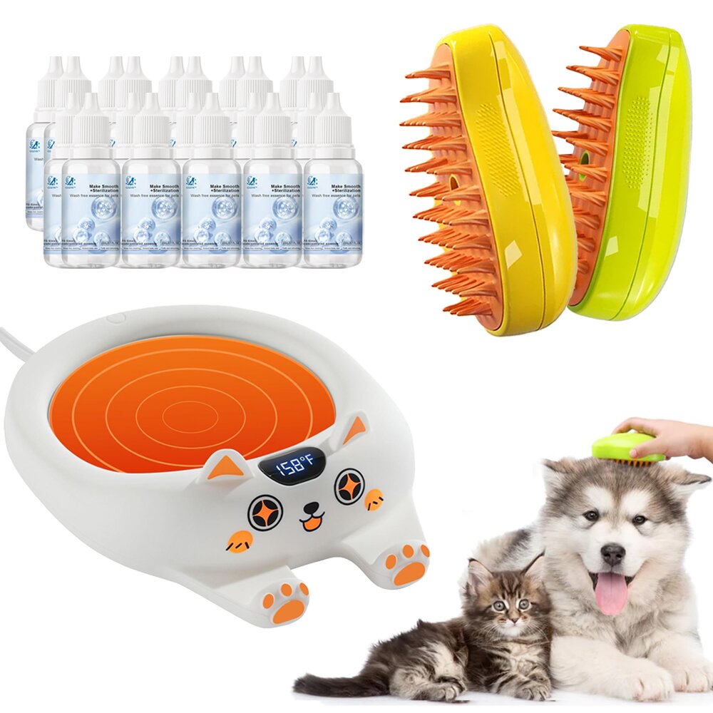 Cozyk Patented Exclusive Rechargeable Steam Pet Brush (95°F-113°F) for Pet Bathing