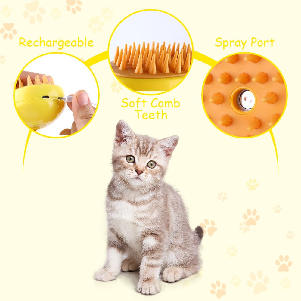 Cozyk Patented Exclusive Rechargeable Steam Pet Brush (95°F-113°F) for Pet Bathing