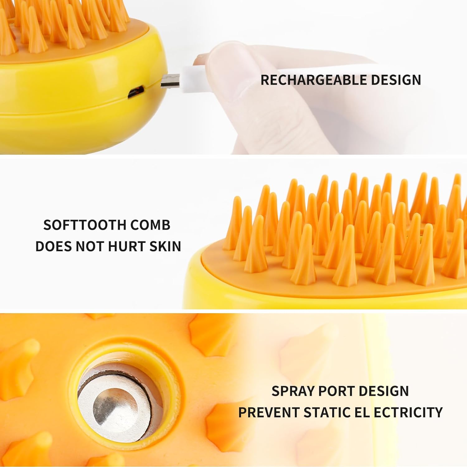 Cozyk Patented Exclusive Rechargeable Steam Pet Brush (95°F-113°F) for Pet Bathing