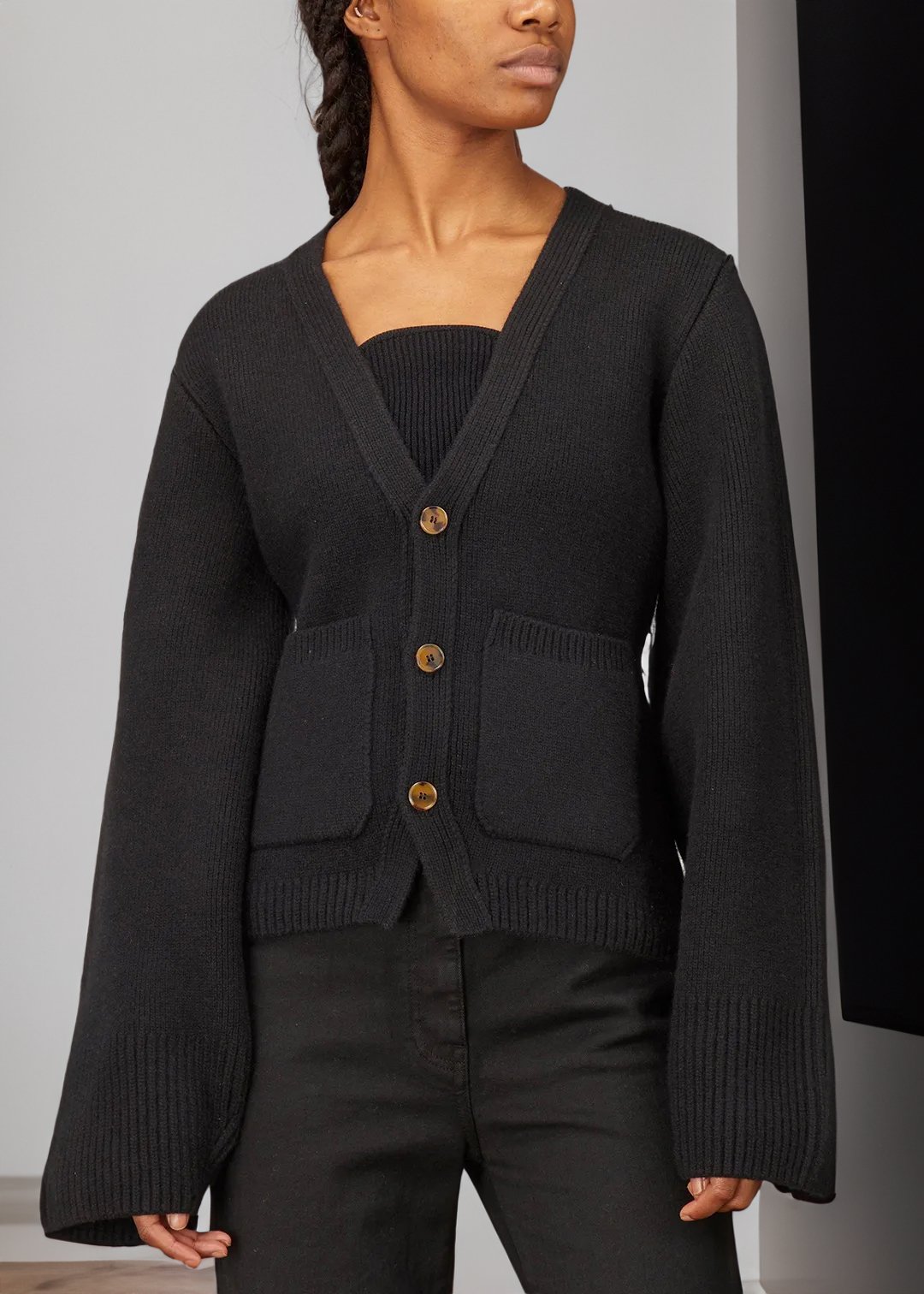 Deep V-Neckline Cashmere Cardigan