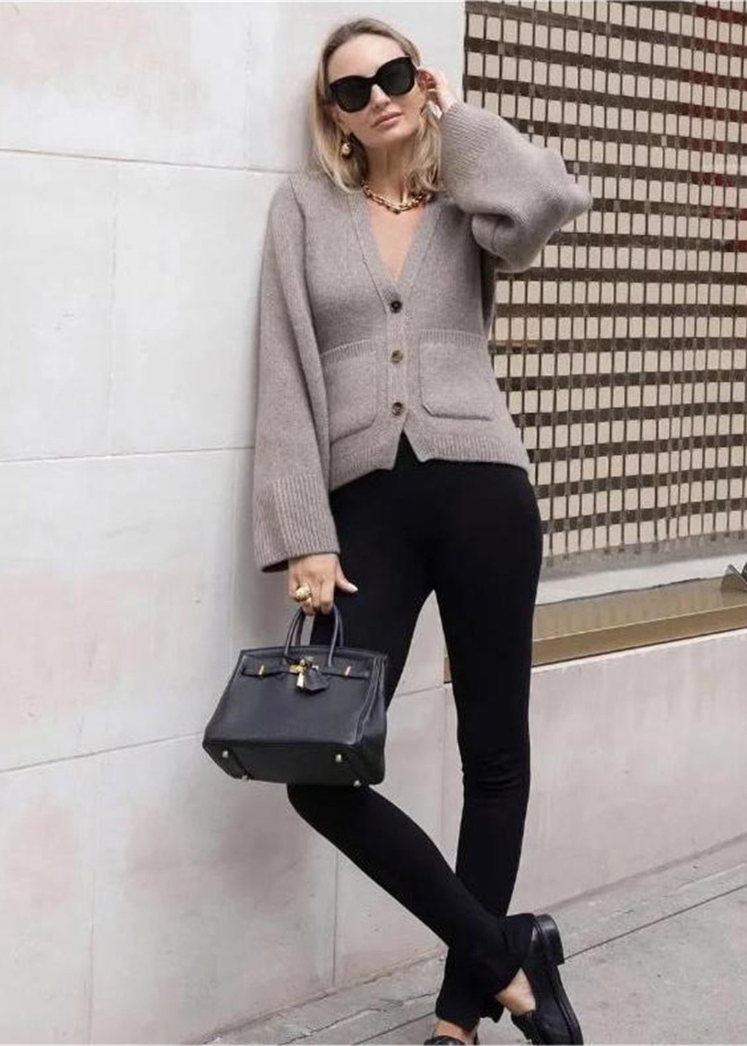 Deep V-Neckline Cashmere Cardigan