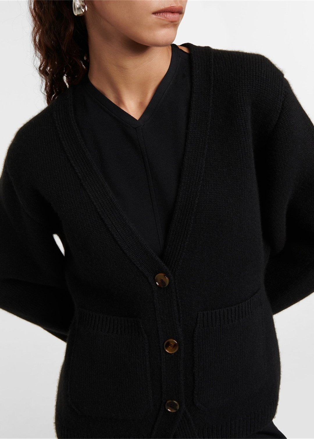 Deep V-Neckline Cashmere Cardigan