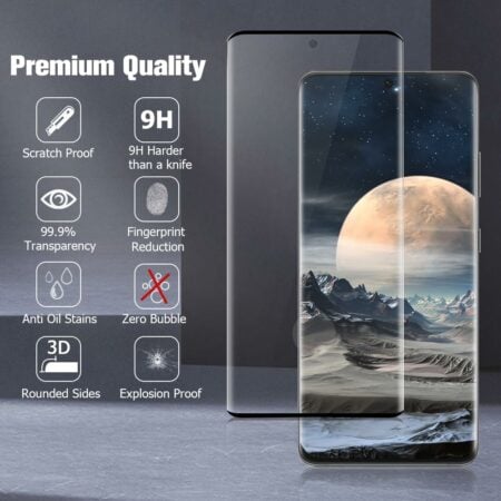 For Galaxy S21/S22/S23 Ultra Curved Tempered Glass Screen Protector + Quick Installation Tool
