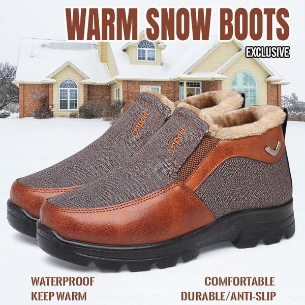 Last Day 49% OFF - Men's Winter Fleece Waterproof Warm Non-Slip Comfortable Shoes Snow Ankle Boots