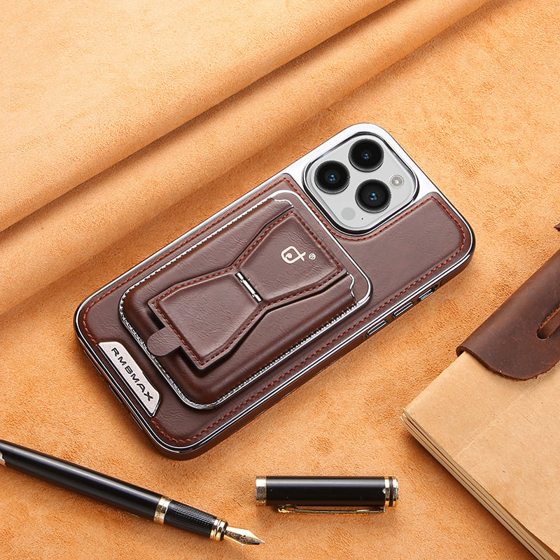 LAST DAY 49% OFFS - Luxury leather iPhone case with removable magnetic tape