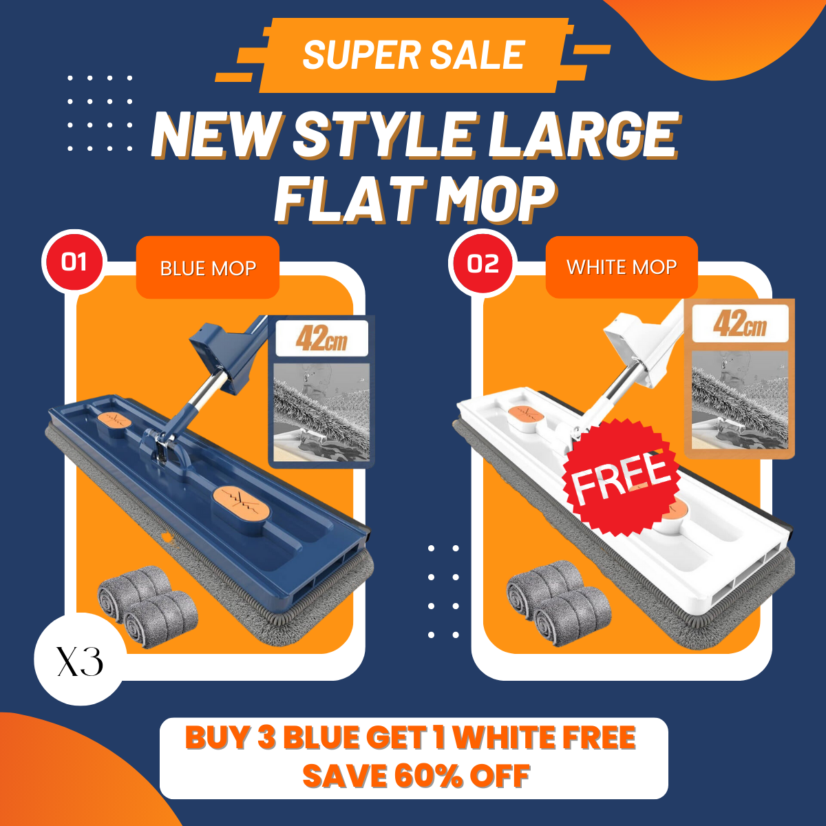 Last Day Sale OFF 60% - New Style Large Flat Mop