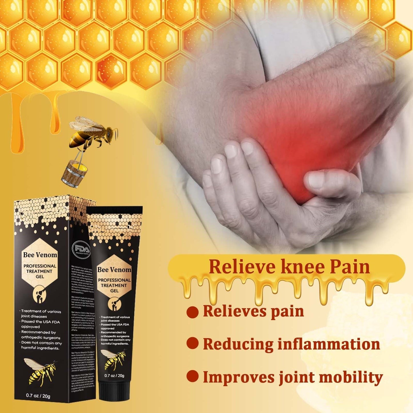 MOONBIFFY New Zealand Bee Venom Joint Relief Gel(New Zealand Bee Extract - Specializes in the treatment of orthopedic conditions and arthritic pain)