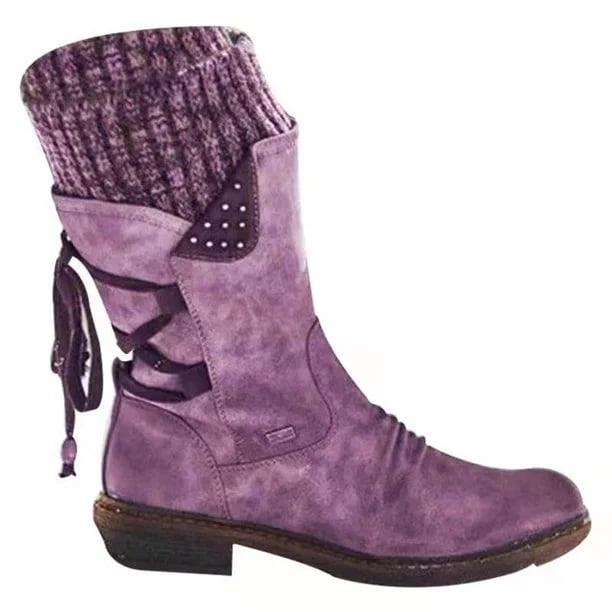 (Promotion 49% OFF) - Women's Winter Low Barrel Orthotic Bow Support Wool Warm Boots