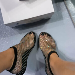 Ultra comfortable shiny gem mesh flats