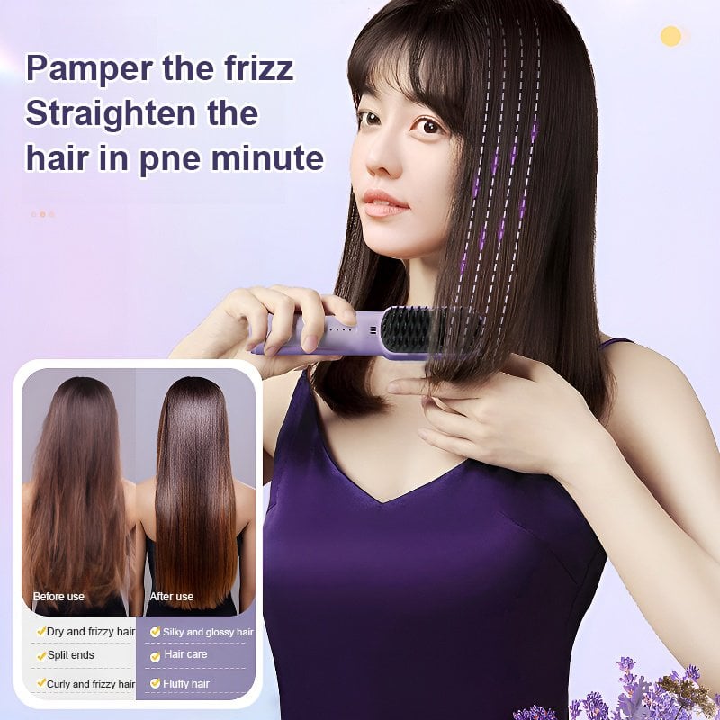 (Negative ions do not hurt hair) Portable cordless mini hair straightening comb