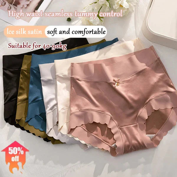 PAY1 GET 3(3PACKS) PREMIUM SATIN ANTIBACTERIAL ICE SILK MOISTURE-ABSORBING PANTIES