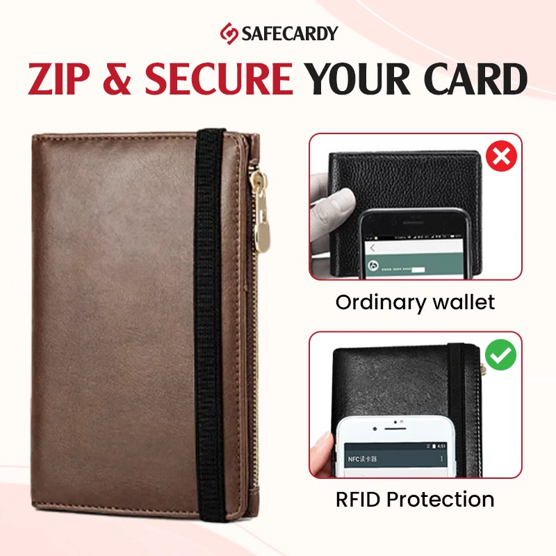 SafeCardy - Functional RFID Blocking Leather Card Wallet