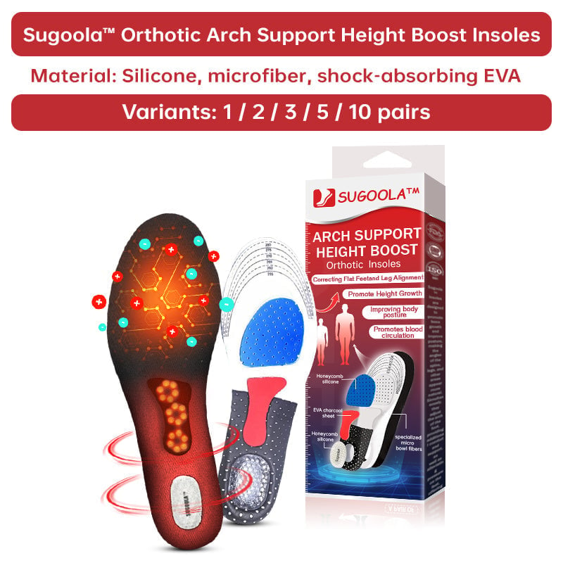 Sugoola Orthotic Arch Support Height Boost Insoles