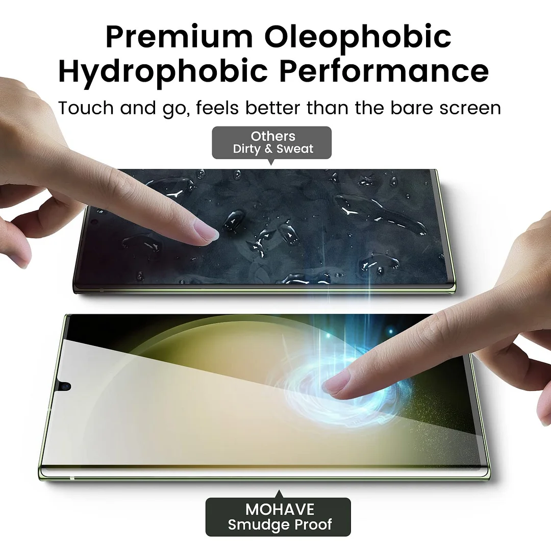 Tempered glass screen protector for Samsung and iPhone + quick installation tool