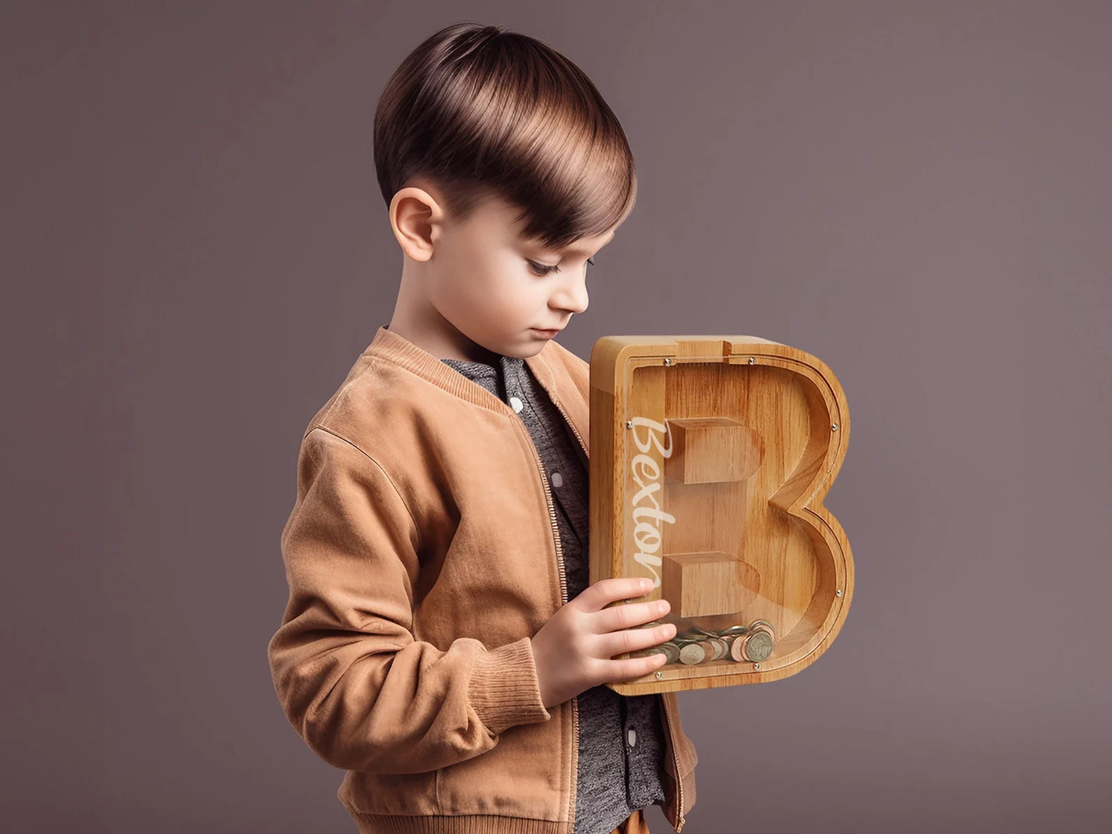 Wooden Letter Piggy Bank