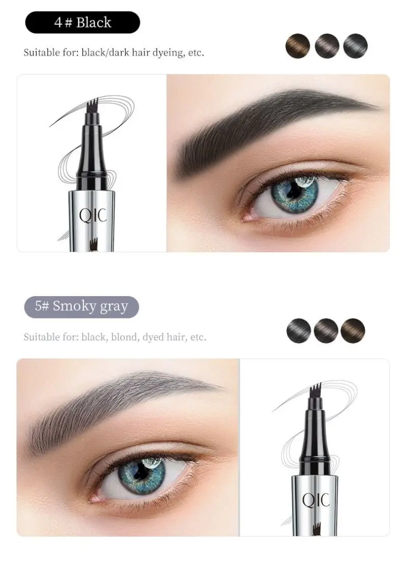 3D Waterproof Microblading Eyebrow Pen 4 Fork Tip Tattoo Pencil