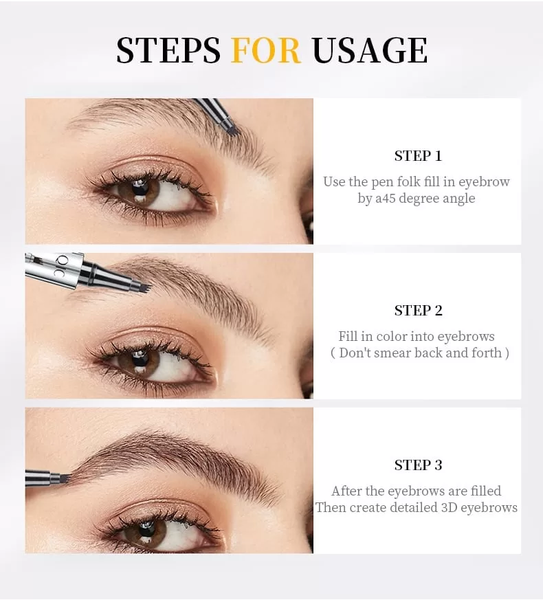 3D Waterproof Microblading Eyebrow Pen 4 Fork Tip Tattoo Pencil