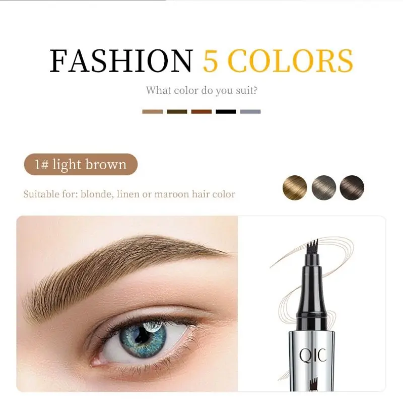 3D Waterproof Microblading Eyebrow Pen 4 Fork Tip Tattoo Pencil