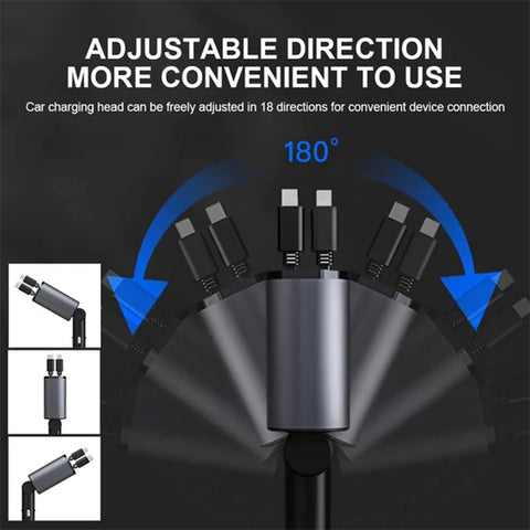 4 in 1 Retractable Fast Car Charger