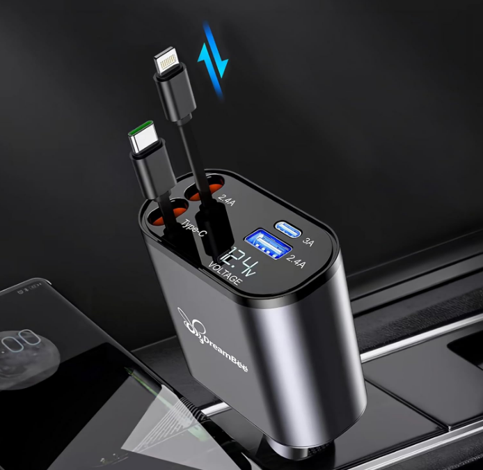 4 in 1 Retractable Fast Car Charger