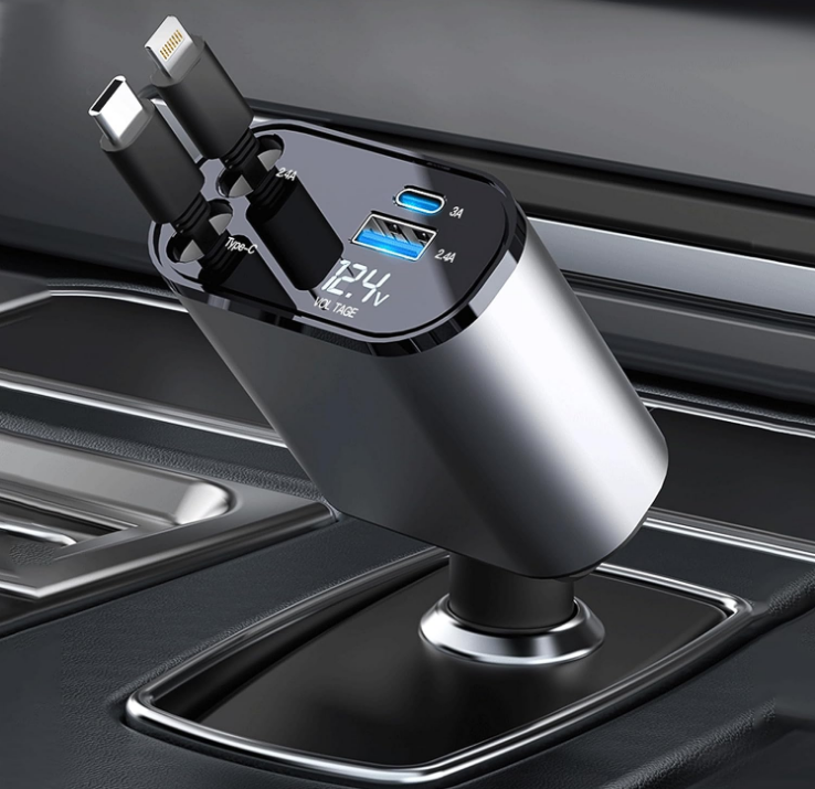 4 in 1 Retractable Fast Car Charger