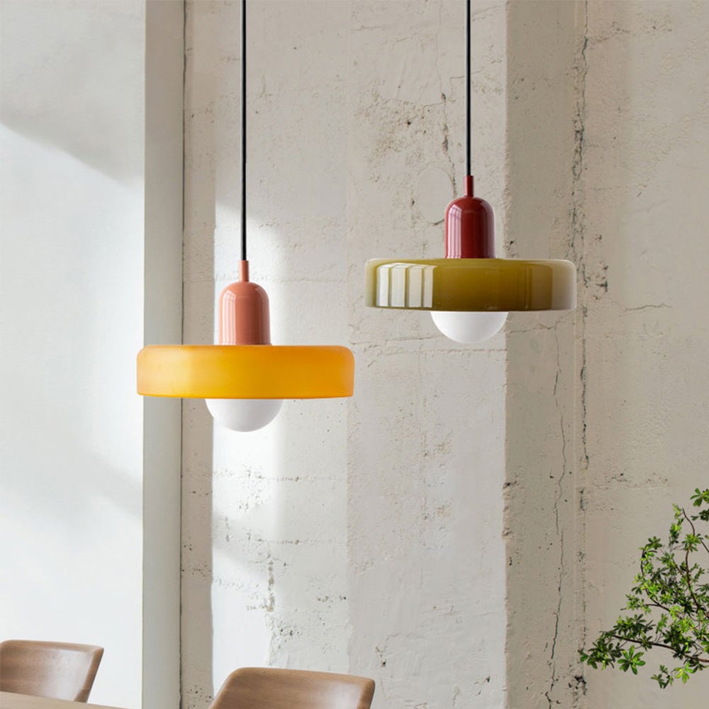 Bauhaus Pendant Light In Colored Glass