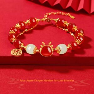 Faux Agate Dragon Golden Fortune Bracelet