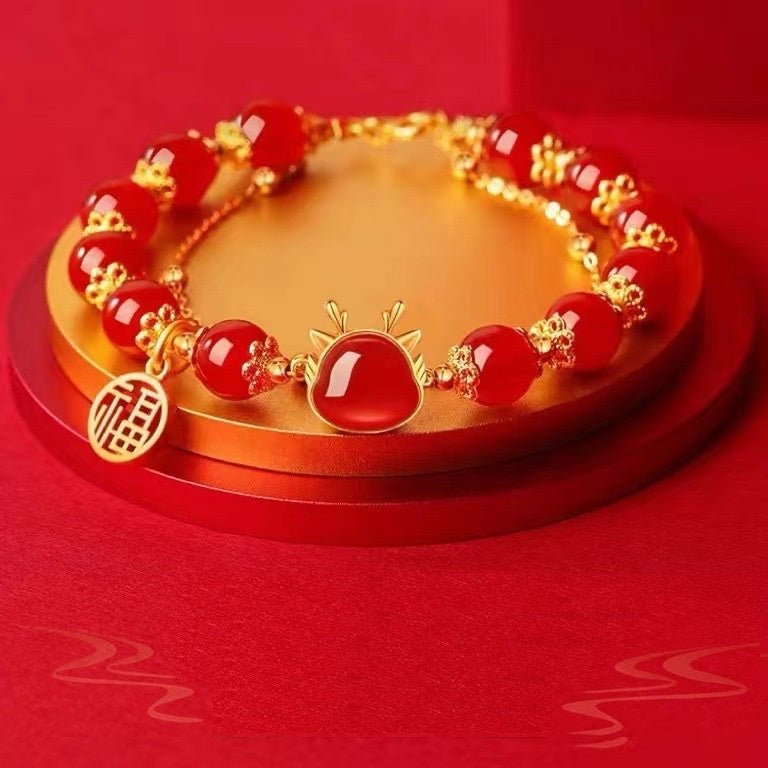 Faux Agate Dragon Golden Fortune Bracelet