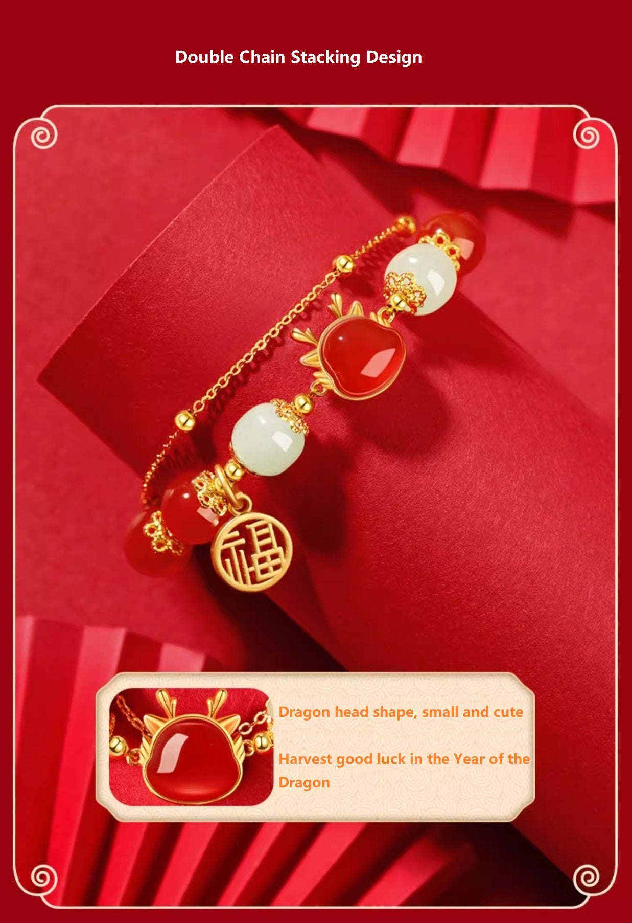 Faux Agate Dragon Golden Fortune Bracelet