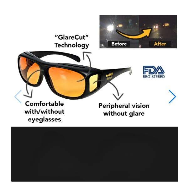 Headlight Glasses with "GlareCut" Technology (Drive Safely at Night)