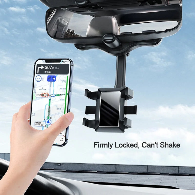 Multifunctional 360° Car Rearview Mirror Phone Holder