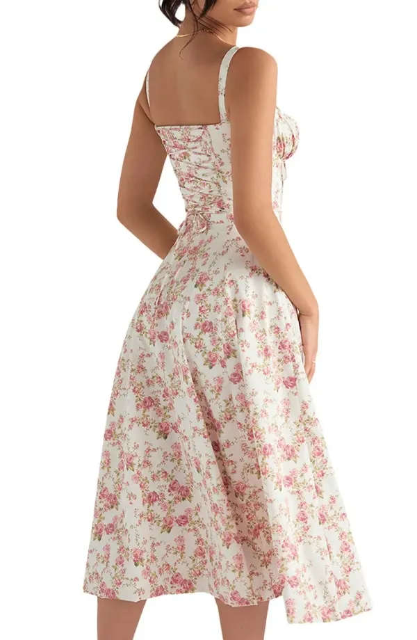 Nakans Floral Bustier Midriff Waist Shaper Dress