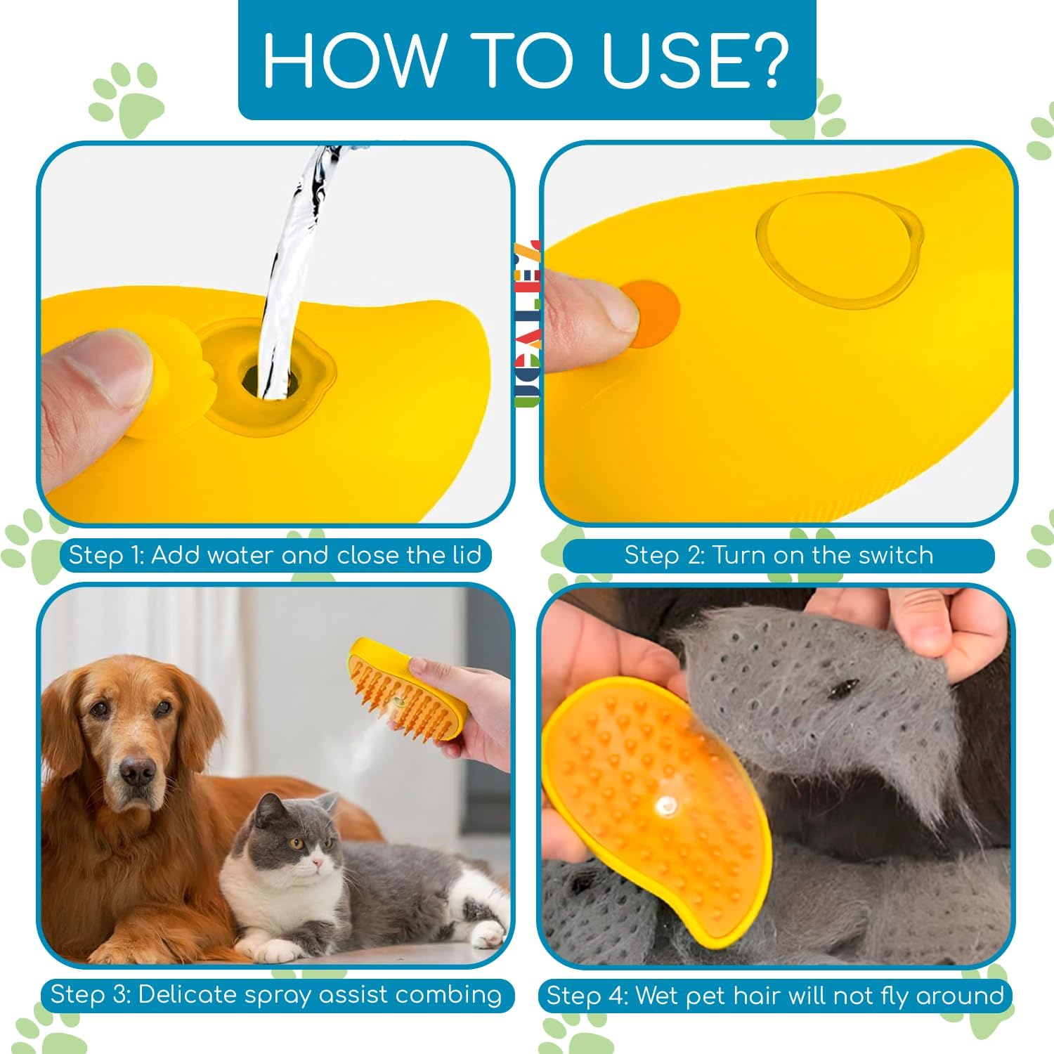 Nano Mist Spray Steamy Pet Comb Brush for Cats & Dogs