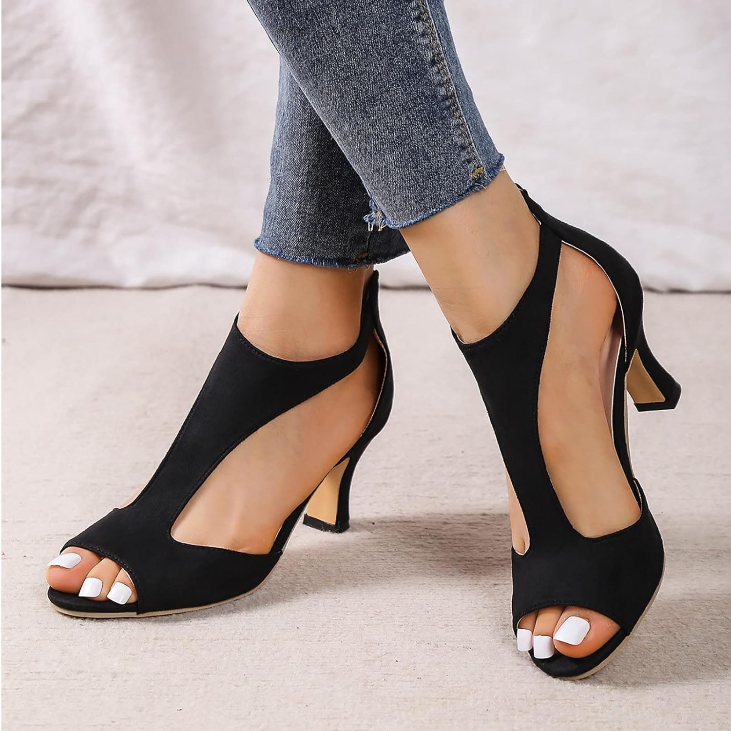 Orthopedic leather high heels