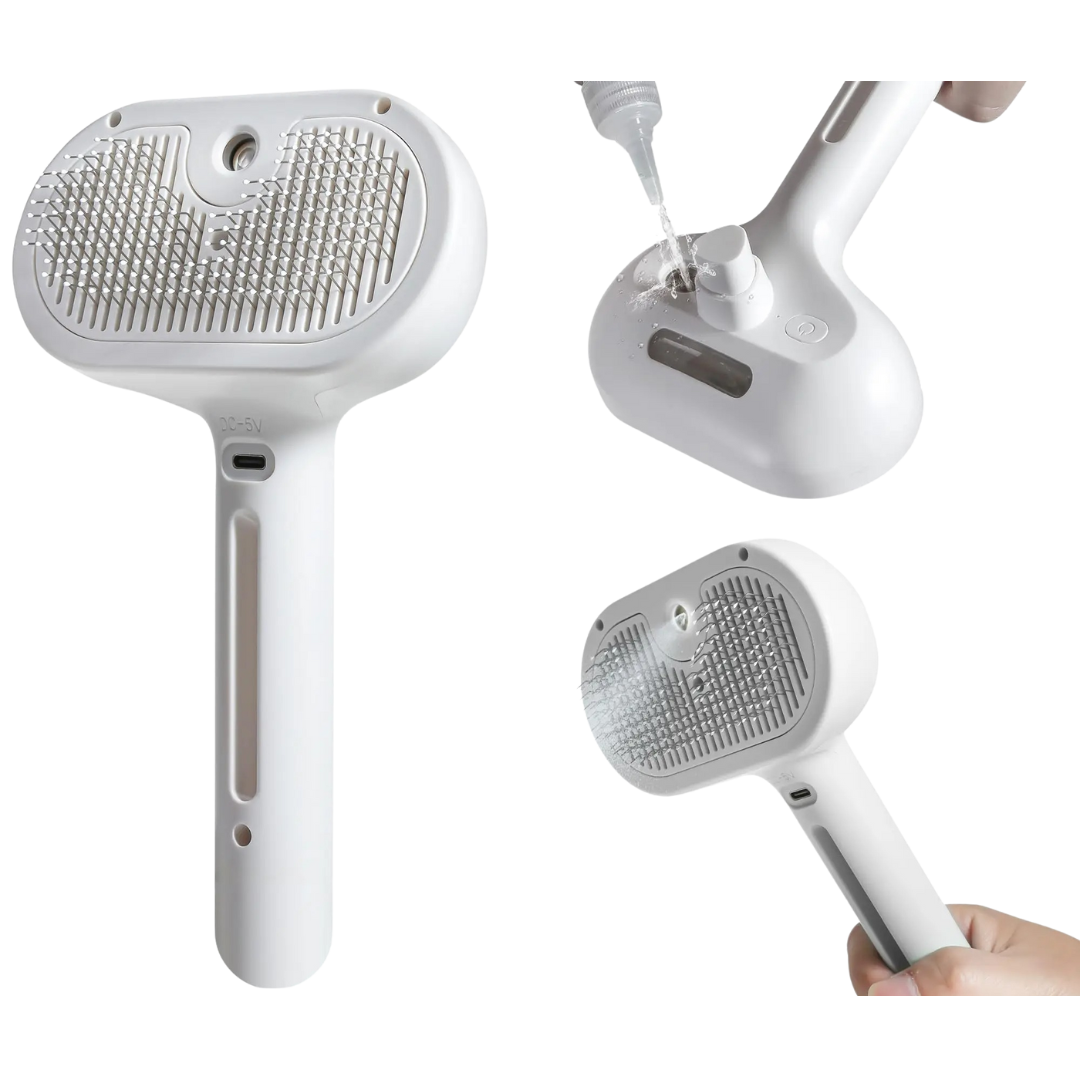 Pet spray grooming brush