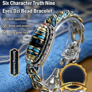 Turquoise Six-character Mantra Nine-eyed Dzi Bead Bracelet